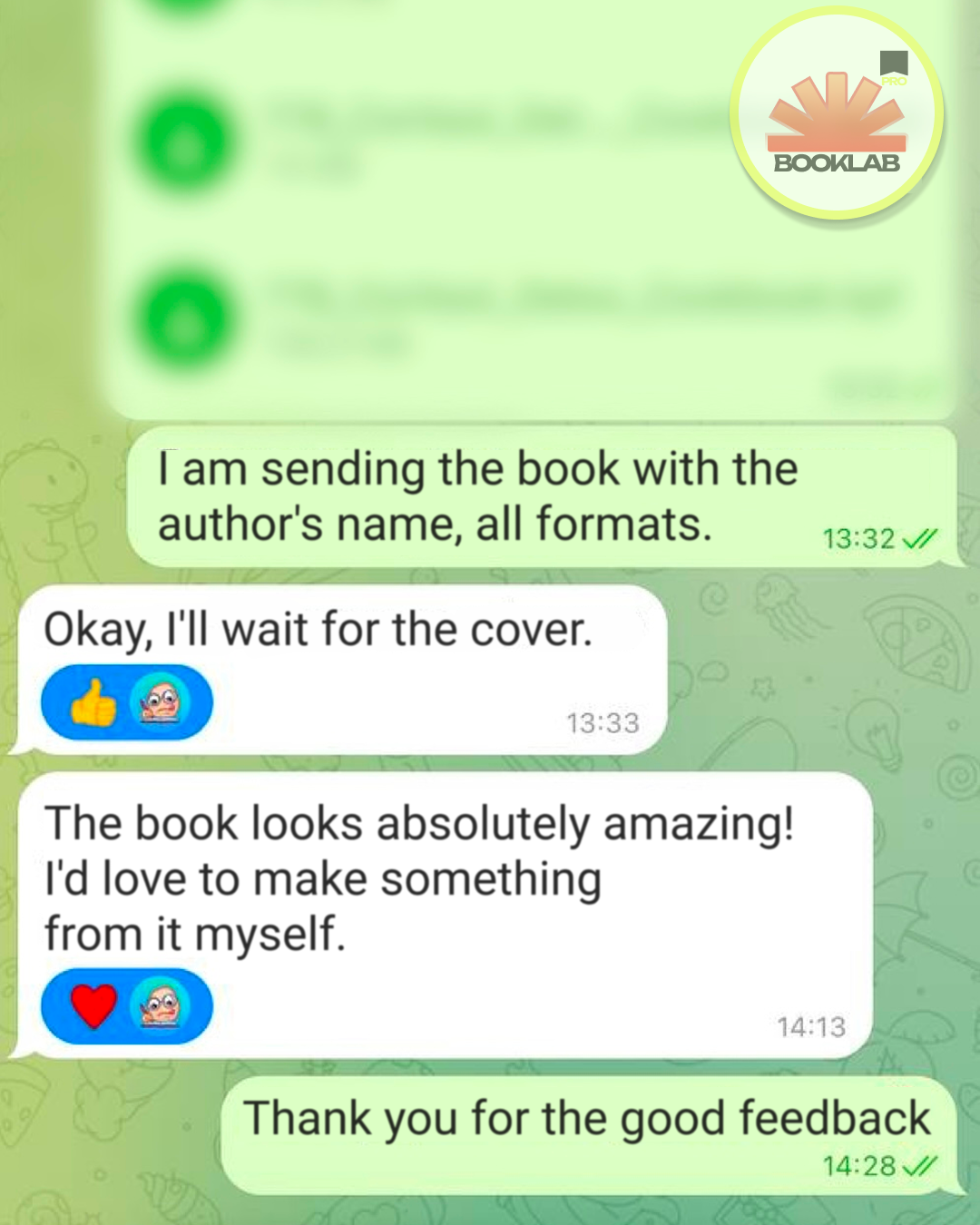 Customer review screenshot saying the book looks amazing